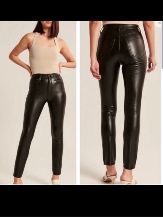 Abercrombie & Fitch Pants - Abercrombie Curve Love Vegan Leather Pants High Rise Skinny Black Short 31 NWT
